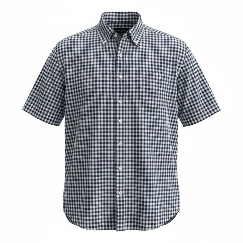 Beverly Hills Polo Club Big Tall Short Sleeve Blue/White Checkered Men’s Sz 2XLT